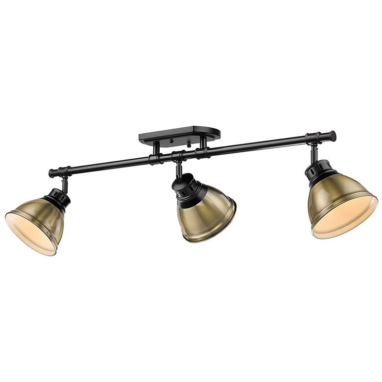 Image 1 Duncan 3-Light Semi-Flush - Track Light in Matte Black with Aged Brass