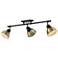 Duncan 3-Light Semi-Flush - Track Light in Matte Black with Aged Brass