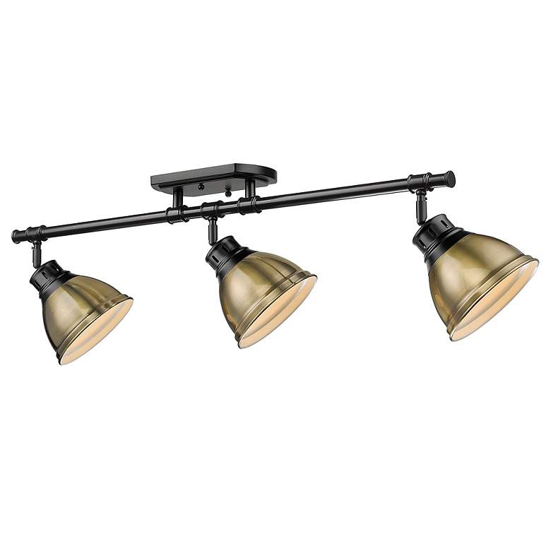 Image 2 Duncan 3-Light Semi-Flush - Track Light in Matte Black with Aged Brass more views