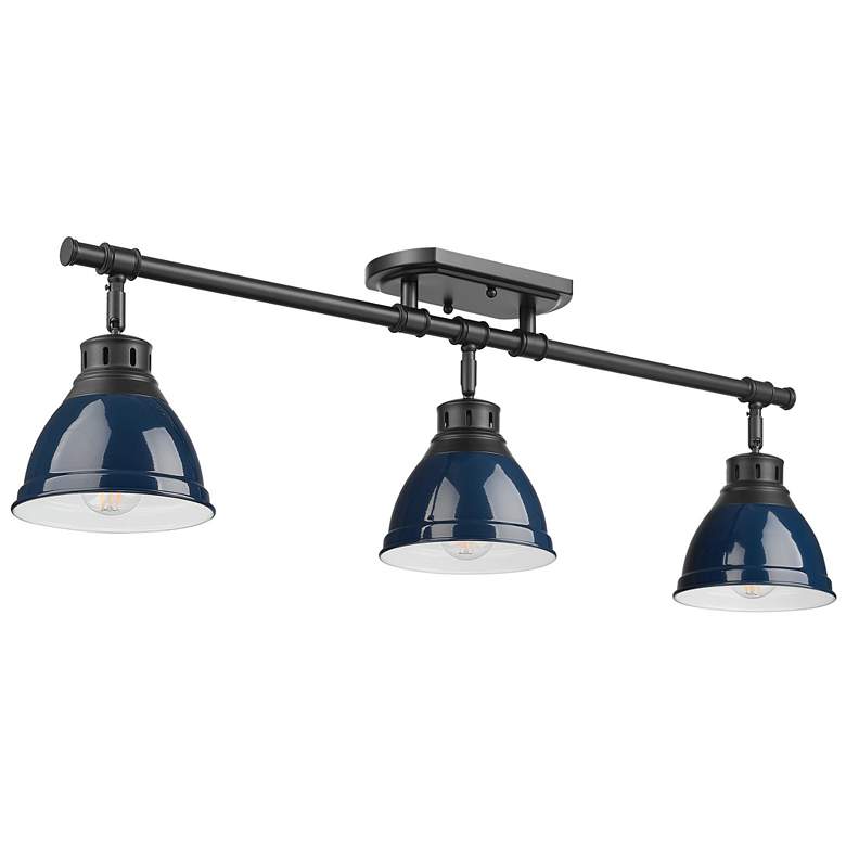Image 1 Duncan 3-Light Semi-Flush - Track Light in Matte Black with Matte Navy