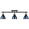 Duncan 3-Light Semi-Flush - Track Light in Matte Black with Matte Navy