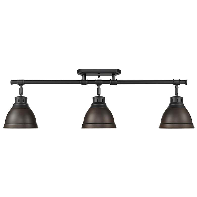 Image 1 Duncan 3-Light Semi-Flush - Track Light in Matte Black with Rubbed Bronze