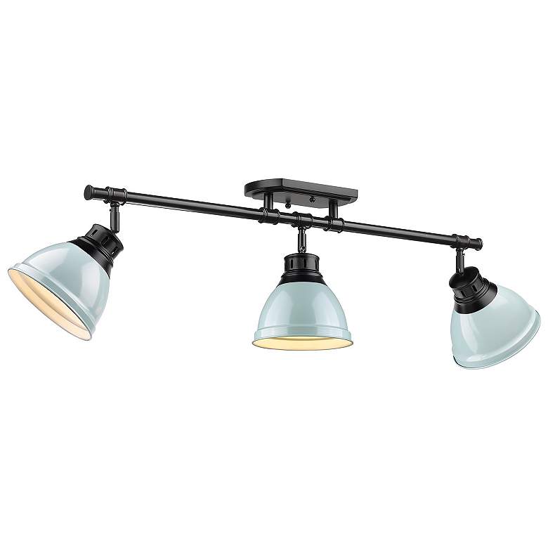 Image 1 Duncan 3-Light Semi-Flush - Track Light in Matte Black with Seafoam