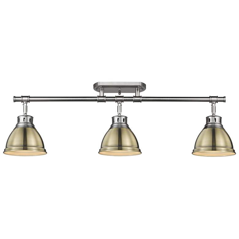 Image 1 Duncan 3-Light Semi-Flush - Track Light in Pewter with Aged Brass