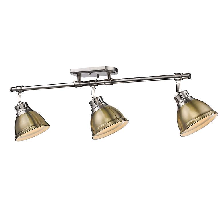 Image 2 Duncan 3-Light Semi-Flush - Track Light in Pewter with Aged Brass more views