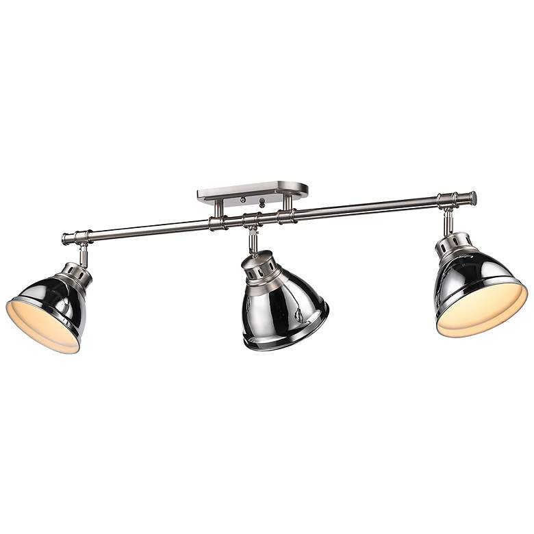 Image 1 Duncan 3-Light Semi-Flush - Track Light in Pewter with Chrome