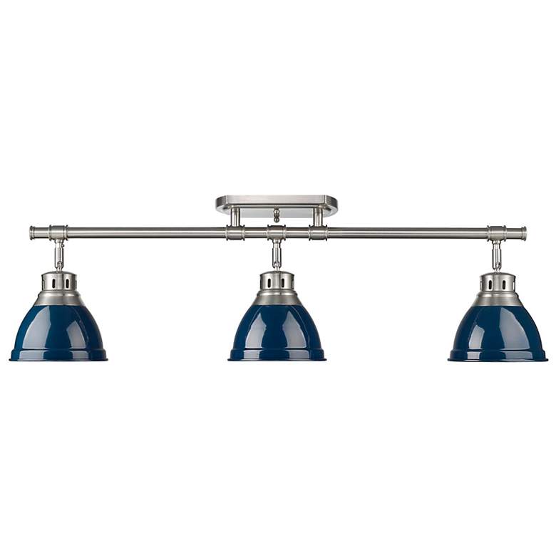 Image 1 Duncan 3-Light Semi-Flush - Track Light in Pewter with Matte Navy