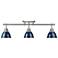 Duncan 3-Light Semi-Flush - Track Light in Pewter with Matte Navy