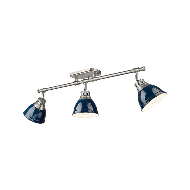 Image 2 Duncan 3-Light Semi-Flush - Track Light in Pewter with Matte Navy more views