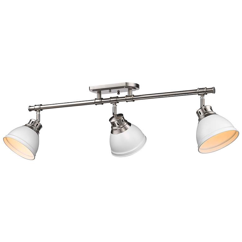 Image 1 Duncan 3-Light Semi-Flush - Track Light in Pewter with Matte White