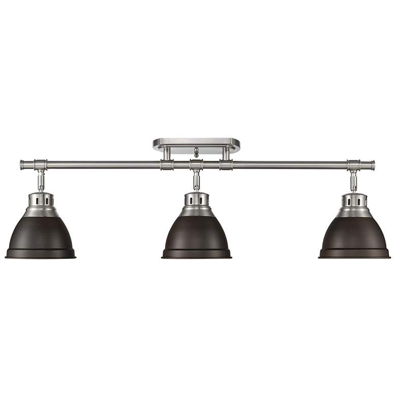 Image 1 Duncan 3-Light Semi-Flush - Track Light in Pewter with Rubbed Bronze