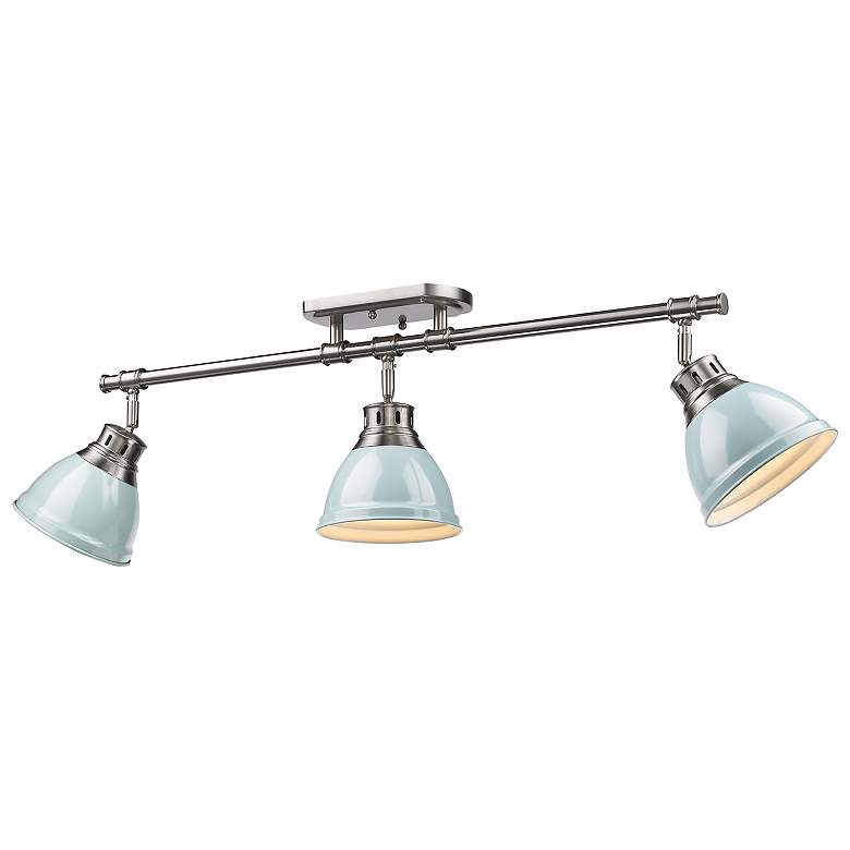 Image 1 Duncan 3-Light Semi-Flush - Track Light in Pewter with Seafoam