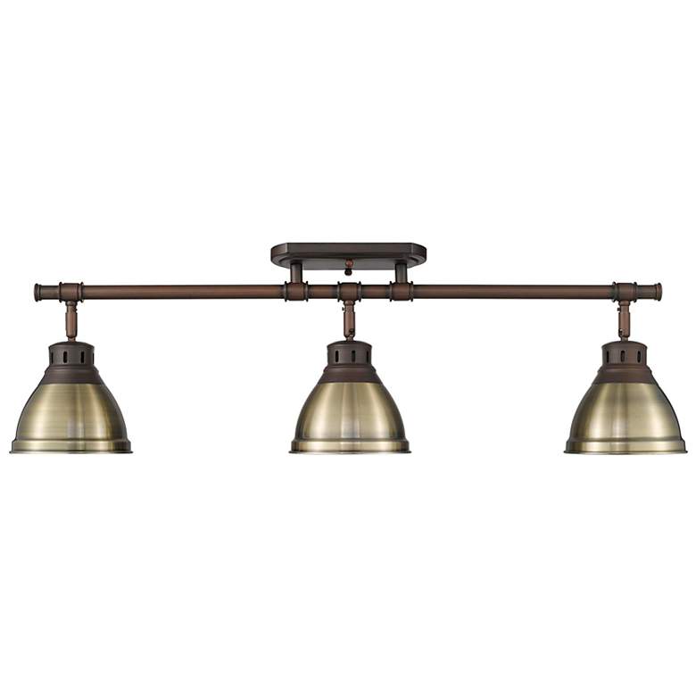 Image 1 Duncan 3-Light Semi-Flush - Track Light in Rubbed Bronze with Aged Brass