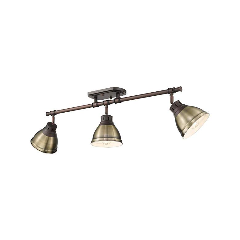 Image 2 Duncan 3-Light Semi-Flush - Track Light in Rubbed Bronze with Aged Brass more views