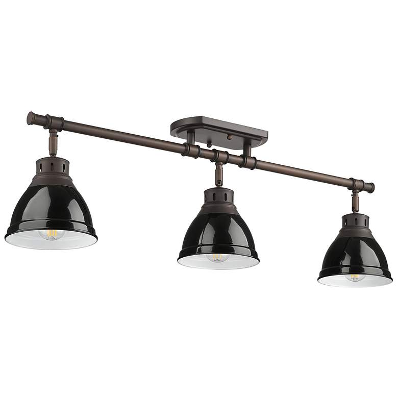 Image 1 Duncan 3-Light Semi-Flush - Track Light in Rubbed Bronze with Black