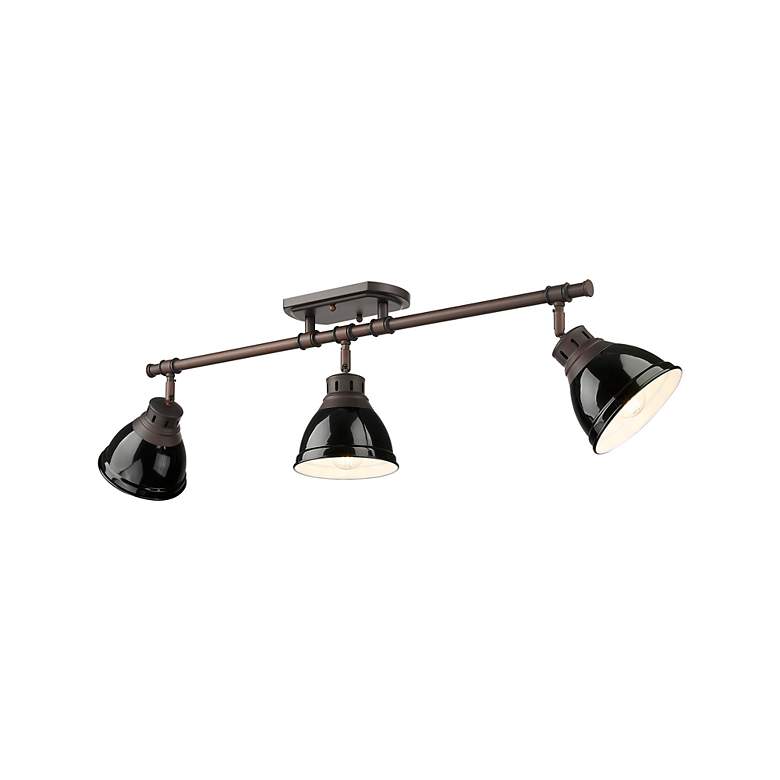 Image 2 Duncan 3-Light Semi-Flush - Track Light in Rubbed Bronze with Black more views