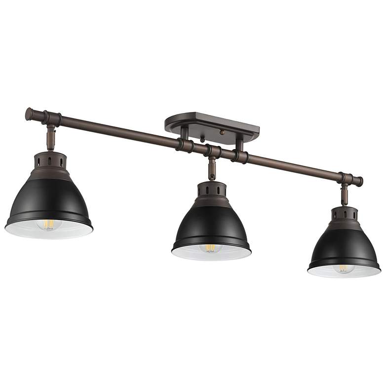 Image 1 Duncan 3-Light Semi-Flush - Track Light in Rubbed Bronze with Matte Black