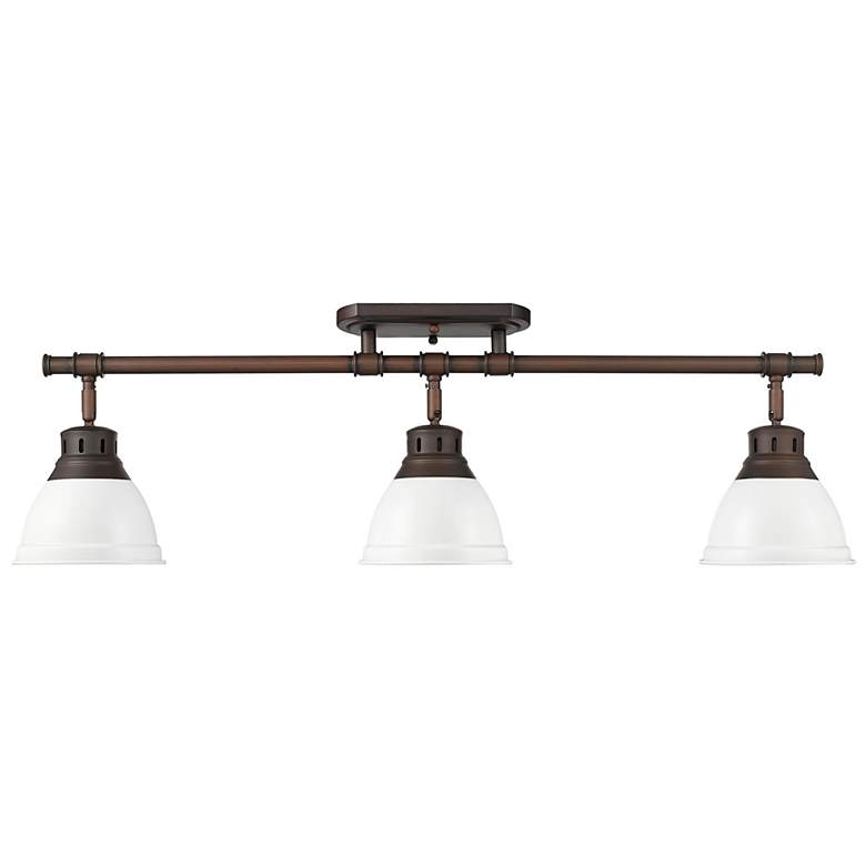 Image 1 Duncan 3-Light Semi-Flush - Track Light in Rubbed Bronze with Matte White