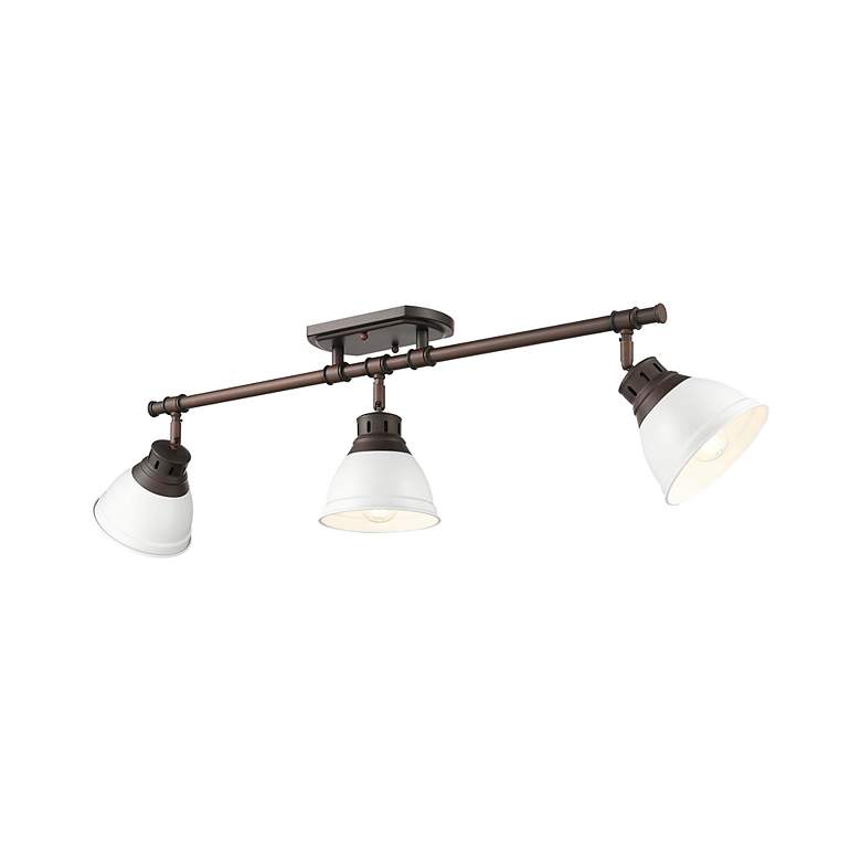 Image 2 Duncan 3-Light Semi-Flush - Track Light in Rubbed Bronze with Matte White more views