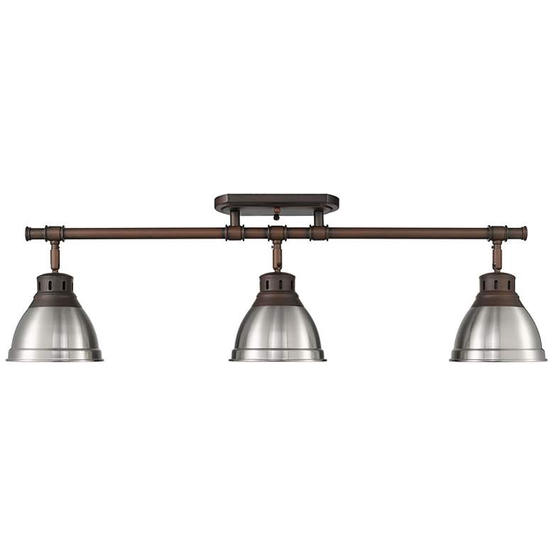 Image 1 Duncan 3-Light Semi-Flush - Track Light in Rubbed Bronze with Pewter