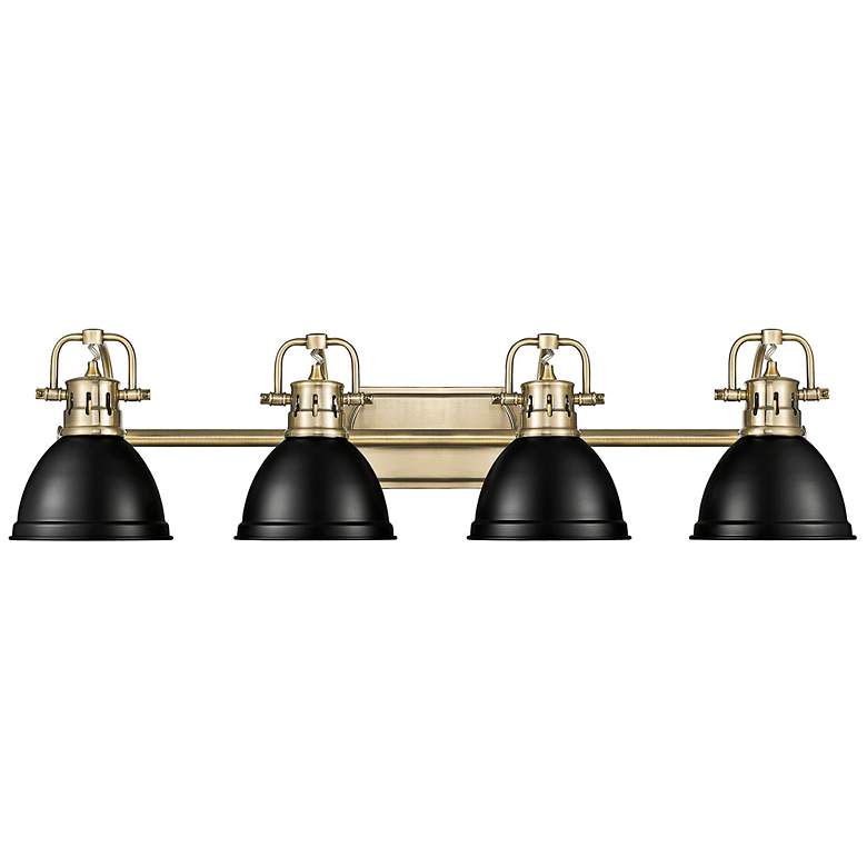 Image 1 Duncan 33 1/2" Wide Aged Brass and Black 4-Light Bath Light
