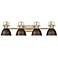Duncan 33 1/2" Wide Brass 4-Light Bath Light w/ Bronze Shade