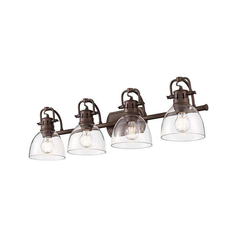 Image 3 Duncan 33 1/2" Wide Bronze 4-Light Bath Light w/ Clear Glass more views