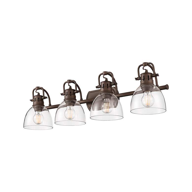 Image 4 Duncan 33 1/2" Wide Bronze 4-Light Bath Light w/ Clear Glass more views