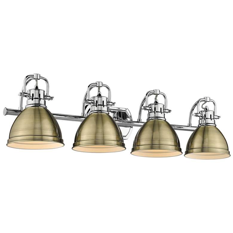 Image 1 Duncan 33 1/2 inch Wide Chrome 4-Light Bath Light with Aged Brass
