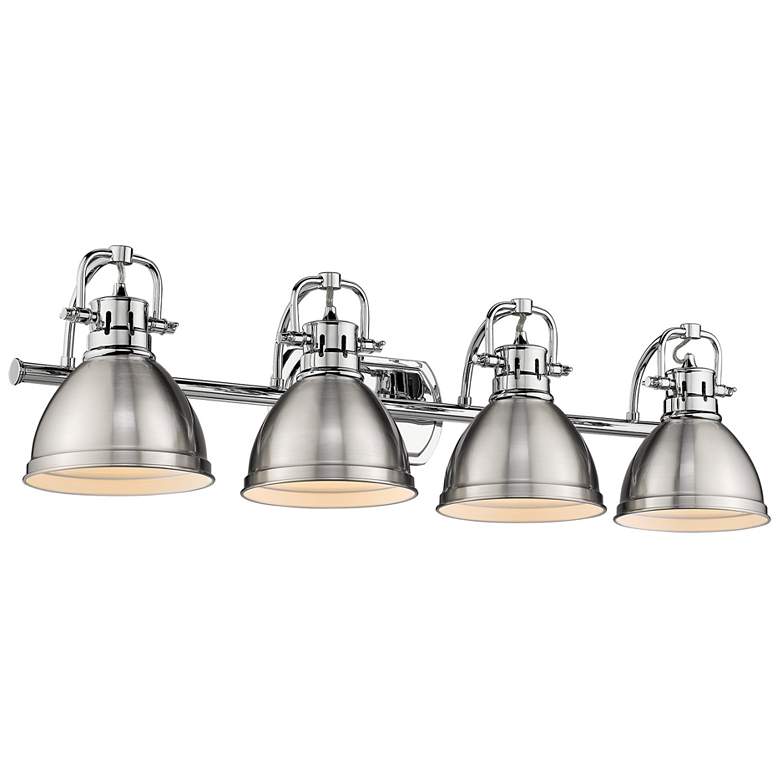 Image 1 Duncan 33 1/2 inch Wide Chrome 4-Light Bath Light with Pewter
