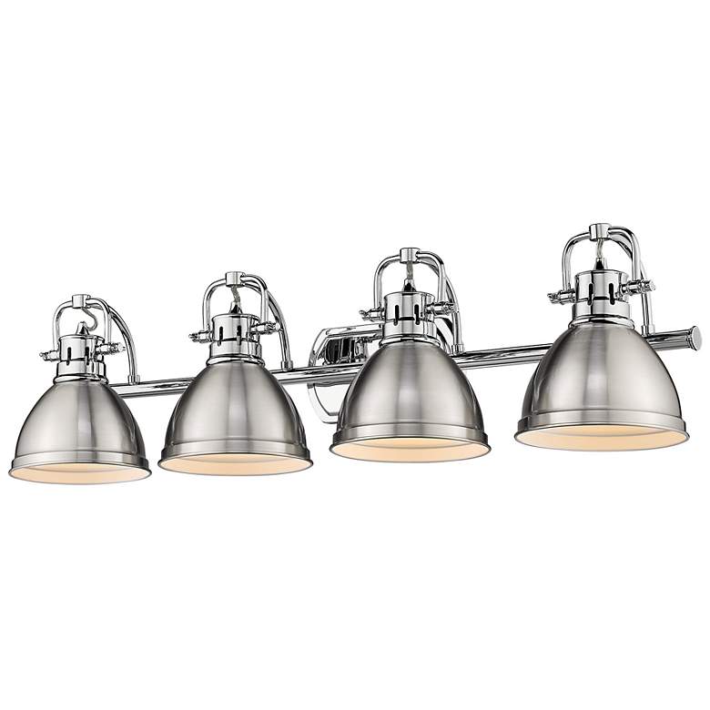 Image 1 Duncan 33 1/2" Wide Chrome 4-Light Bath Light with Pewter