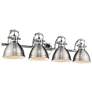 Duncan 33 1/2" Wide Chrome 4-Light Bath Light with Pewter