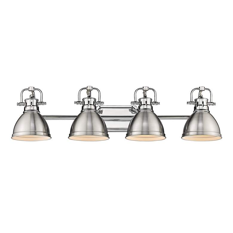 Image 2 Duncan 33 1/2" Wide Chrome 4-Light Bath Light with Pewter more views