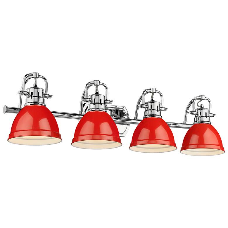 Image 1 Duncan 33 1/2 inch Wide Chrome 4-Light Bath Light with Red