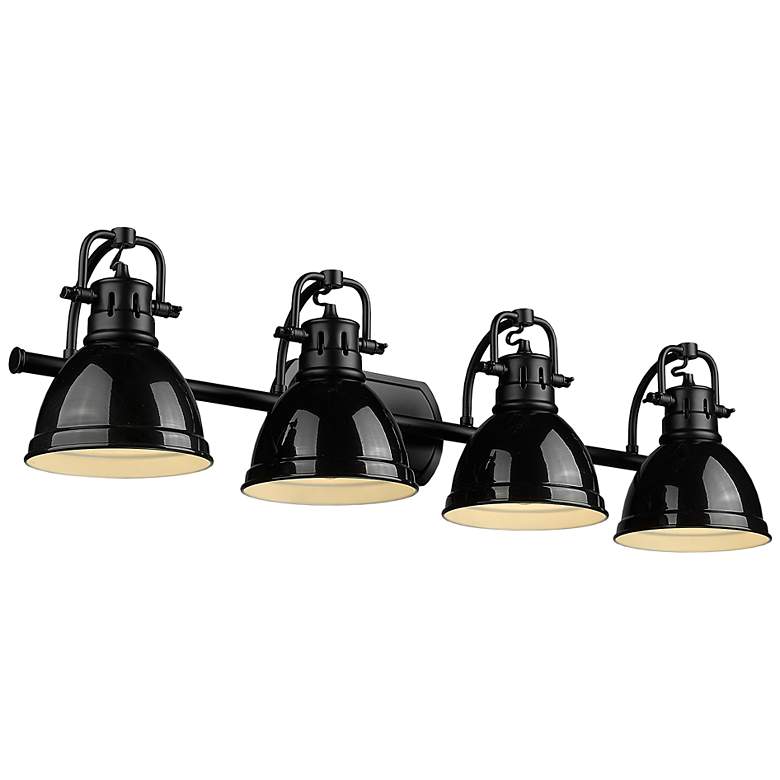 Image 1 Duncan 33 1/2" Wide Gloss Black 4-Light Vanity Bath Light