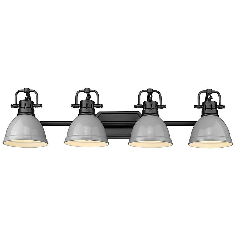 Image 3 Duncan 33 1/2" Wide Matte Black Vanity Light With Gray Shades more views