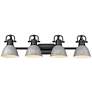 Duncan 33 1/2" Wide Matte Black Vanity Light With Gray Shades