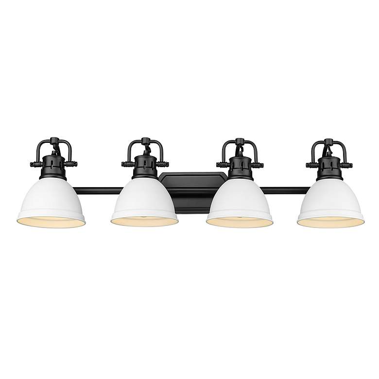 Image 2 Duncan 33 1/2" Wide Matte Black Vanity Light With Matte White Shades more views