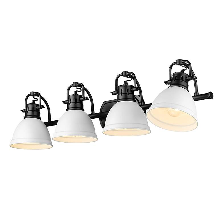 Image 3 Duncan 33 1/2" Wide Matte Black Vanity Light With Matte White Shades more views