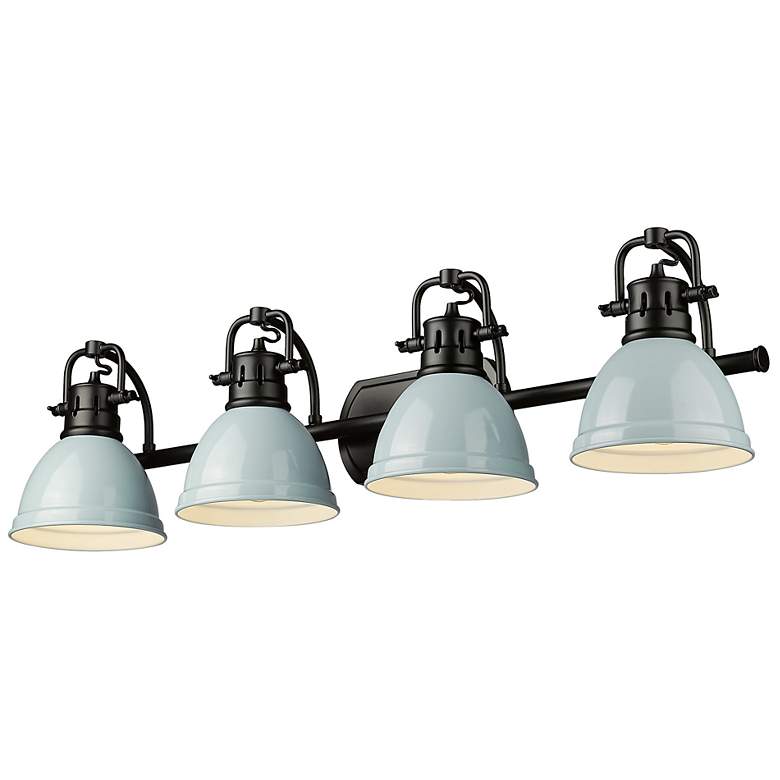 Image 1 Duncan 33 1/2" Wide Matte Black Vanity Light With Seafoam Shades