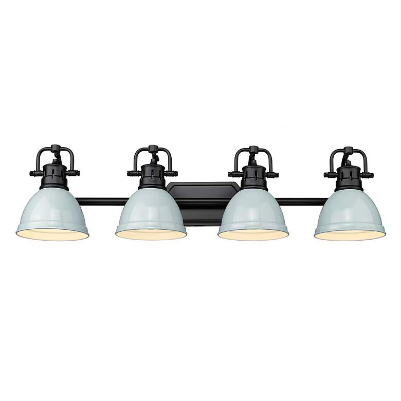 Image 2 Duncan 33 1/2" Wide Matte Black Vanity Light With Seafoam Shades more views