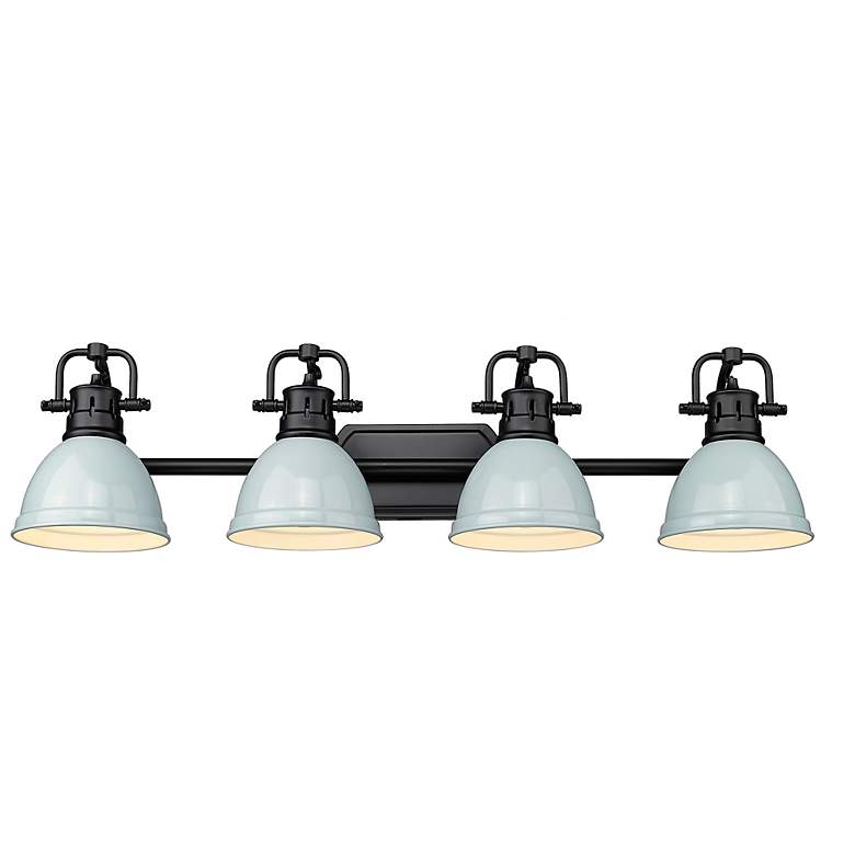 Image 3 Duncan 33 1/2 inch Wide Matte Black Vanity Light With Seafoam Shades more views
