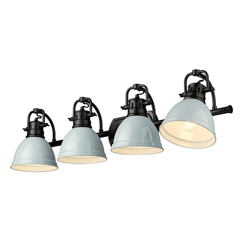 Image 3 Duncan 33 1/2" Wide Matte Black Vanity Light With Seafoam Shades more views
