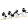 Duncan 33 1/2" Wide Matte Black Vanity Light With White Shades