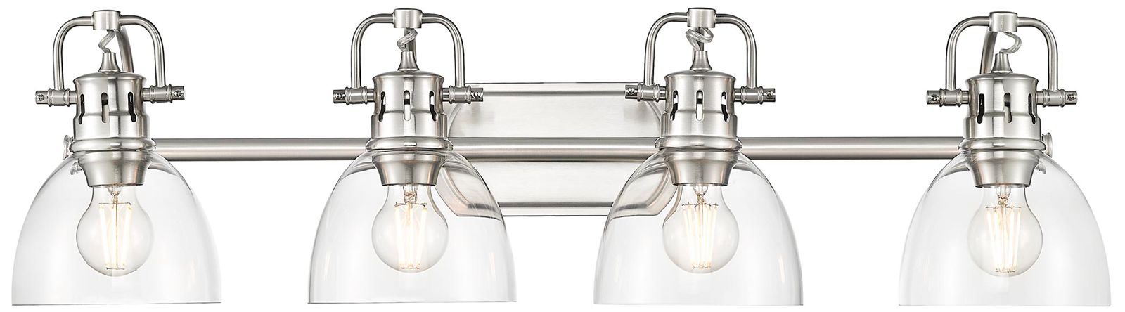 Duncan 33 1/2" Wide Pewter and Glass 4-Light Bath Vanity Light