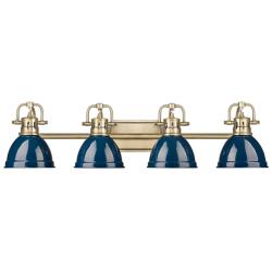 Duncan 33 1/2"W Aged Brass and Matte Navy 4-Light Bath Light