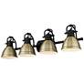 1_Duncan 33 1/2"W Black 4-Light Bath Light w/ Aged Brass Shade