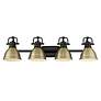 2_Duncan 33 1/2"W Black 4-Light Bath Light w/ Aged Brass Shade more views