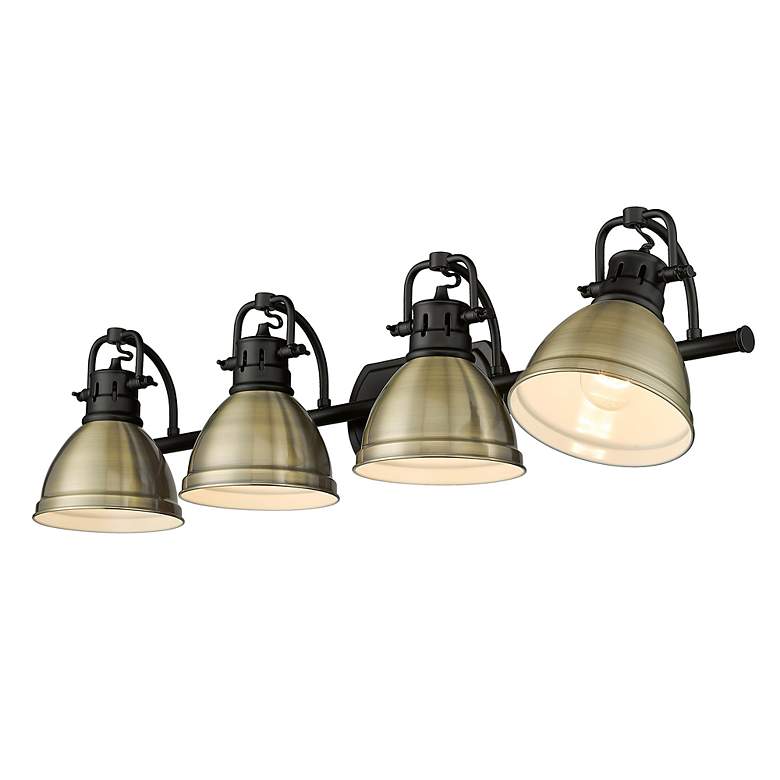 Image 3 Duncan 33 1/2"W Black 4-Light Bath Light w/ Aged Brass Shade more views