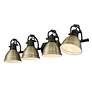 3_Duncan 33 1/2"W Black 4-Light Bath Light w/ Aged Brass Shade more views